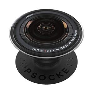 cool camera lens design pop up fun photographer gift black popsockets popgrip: swappable grip for phones & tablets