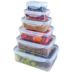 Nicole Home Collection Food Storage Plastic Containers with Locking Lids, Leak Proof, Airtight, Nested, Set Of 6 BPA Free Dishwasher and Freezer Safe