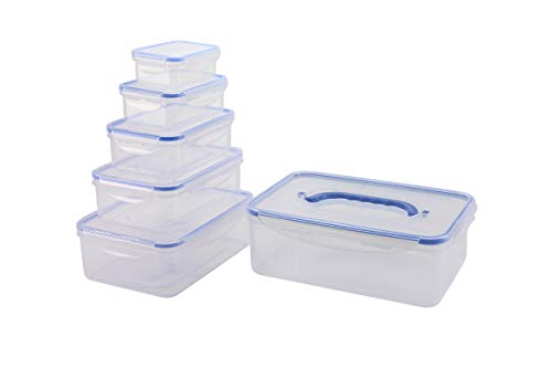 Nicole Home Collection Food Storage Plastic Containers with Locking Lids, Leak Proof, Airtight, Nested, Set Of 6 BPA Free Dishwasher and Freezer Safe