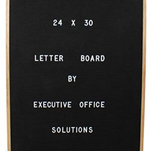 Executive Office Solutions Extra Large Changeable Letter Board - Black Felt With Solid Oak Frame, Wall Mount, Canvas Bag, Letter Clippers, Letter Box and 450 Characters 24 x 30 Black (LB5)