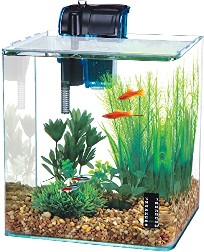 Penn-Plax Water-World Vertex Desktop Aquarium Kit - Perfect for Shrimp & Small Fish - 5 Gallon Tank