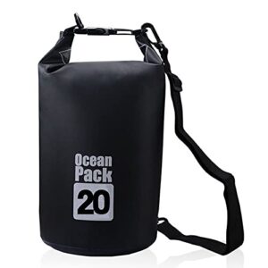 acever outdoor dry sack/floating waterproof bag 2l/3l/5l/10l/15l/20l/30l for boating, kayaking, hiking, snowboarding, camping, rafting, fishing and backpacking (black, 20l)