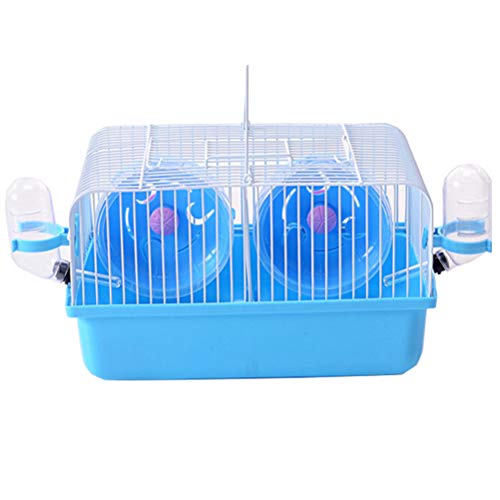 POPETPOP Hamster Carrier for Travel-Pet Portable Carrier Carry Case Cottage Guinea Pig Carrier for Two Small Animal Habitat with Hamster Wheel, Water Bottle and Hideout