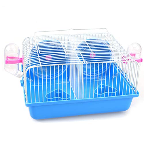 POPETPOP Hamster Carrier for Travel-Pet Portable Carrier Carry Case Cottage Guinea Pig Carrier for Two Small Animal Habitat with Hamster Wheel, Water Bottle and Hideout
