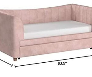 Little Seeds Valentina Upholstered Trundle, Twin Size, Pink Velvet Daybed,