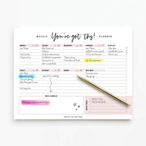 Bliss Collections Weekly Planner, You've Got This, Undated Tear-Off Sheets Notepad Includes Calendar, Organizer, Scheduler for Goals, Tasks, Ideas, Notes and To Do Lists, 8.5"x11" (50 Sheets)