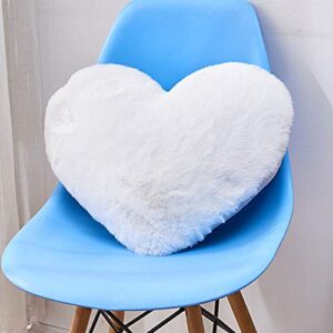 vctops heart shaped love throw pillow with insert soft faux rabbit fur cushion for kids' friends/children/girl/valentine's day (16"x20",white)