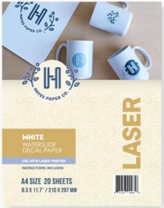 hayes paper co, waterslide decal white laser (a4, 20 sheets)