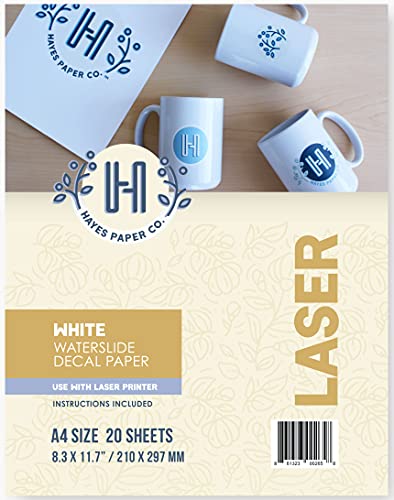 Hayes Paper Co, Waterslide Decal WHITE LASER (A4, 20 Sheets)