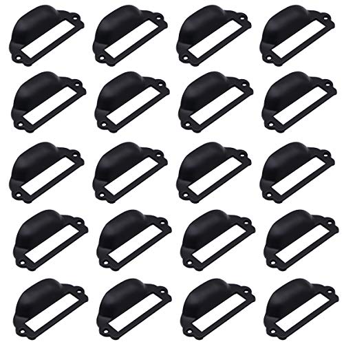 LepoHome 20 Pieces 82x40mm Black Card Holder Drawer Pull/Label Frames Card/Tag Pull/Cabinet Frame Handle/File Name Card Holder for Office Furniture Cupboard Cabinet Drawer Box Case Hardware