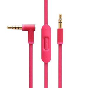 replacement audio cable cord with in-line mic audio extension cable and remote control compatible with beats by dr dre headphones solo/studio/pro/detox/mixr/executive/pill (pink)