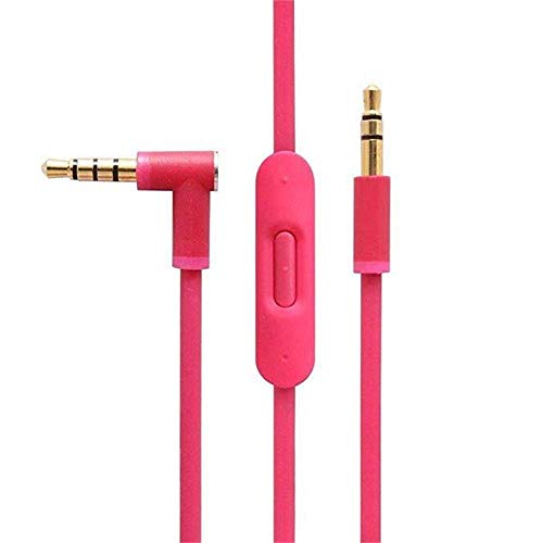 Replacement Audio Cable Cord with in-line Mic Audio Extension Cable and Remote Control Compatible with Beats by Dr Dre Headphones Solo/Studio/Pro/Detox/Mixr/Executive/Pill (Pink)