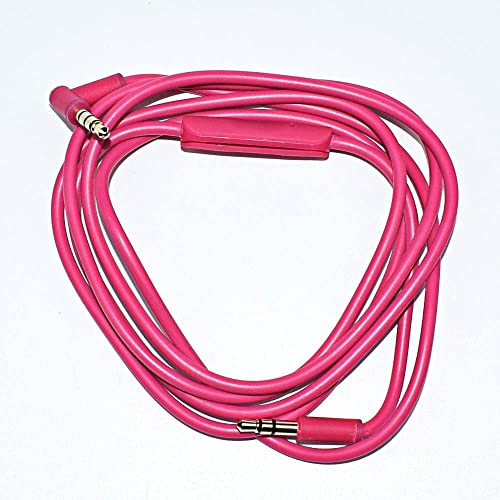 Replacement Audio Cable Cord with in-line Mic Audio Extension Cable and Remote Control Compatible with Beats by Dr Dre Headphones Solo/Studio/Pro/Detox/Mixr/Executive/Pill (Pink)