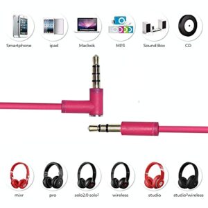Replacement Audio Cable Cord with in-line Mic Audio Extension Cable and Remote Control Compatible with Beats by Dr Dre Headphones Solo/Studio/Pro/Detox/Mixr/Executive/Pill (Pink)