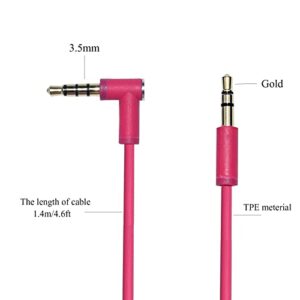 Replacement Audio Cable Cord with in-line Mic Audio Extension Cable and Remote Control Compatible with Beats by Dr Dre Headphones Solo/Studio/Pro/Detox/Mixr/Executive/Pill (Pink)