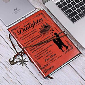 To My Daughter Leather Writing Journal from Mom - Christmas Gift Ideas 2019 - Drawing Sketch Book Travel Diary Refillable Notebook Birthday Wedding Graduation Back to School Gift from Mom to Daughter