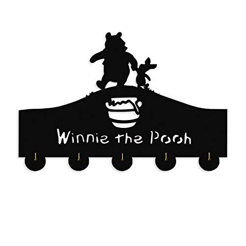 YSdesign Winnie The Pooh Key Hooks-Disney Wall Hooks Heavy Duty 22LB(Max),Wall Décor,Wood Coat Hooks, Key Holder,Key Hanger for Wall、Entryway and Kitchen