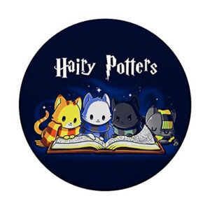 Hairy Cats Cute Potter Cats for Cat Lovers PopSockets PopGrip: Swappable Grip for Phones & Tablets