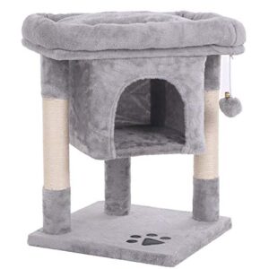 bewishome cat tree cat house cat condo with sisal scratching posts, plush perch, cat tower furniture cat bed kitty activity center kitten play house, light grey mmj08g