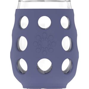 Lifefactory Wine Glass with Protective Silicone Sleeve, 4 Count (Pack of 1), Carbon, Dusty Purple, Aqua Teal, Stone Gray