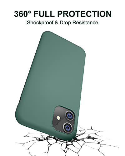 DTTO Compatible with iPhone 11 Case, [Romance Series] Full Covered Silicone Cover [Enhanced Camera and Screen Protection] with Honeycomb Grid Pattern Cushion for iPhone 11 6.1” 2019, Midnight Green