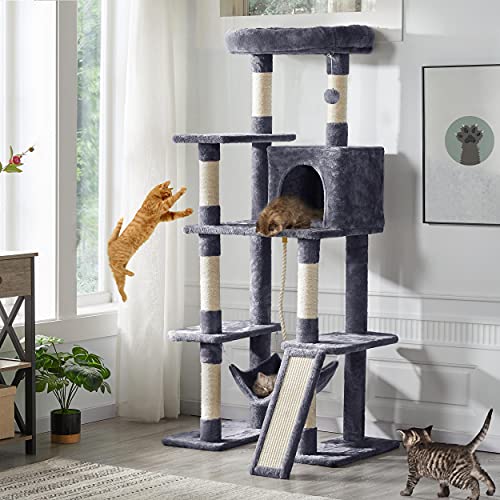 Yaheetech Cat Tree Cat Tower, 63 Inches Multi-Level Cat Tree for Indoor Cats, Tall Cat Tree with Sisal-Covered Scratching Posts & Condo, Cat Furniture Activity Center for Cats Kitten