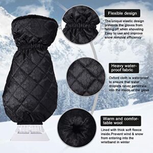 Frienda 2 Pieces Ice Scraper Mitt Snow Waterproof Remover and Black Snow Brush with Windshield Ice Snow Frost Scrapers for Car Roof Bumpers Windshield