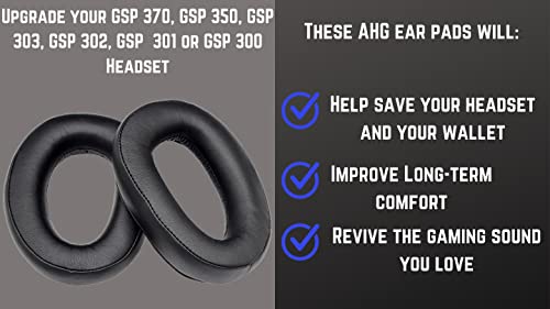 Premium Ear Pads Compatible with Sennheiser GSP 370, Sennheiser GSP 350, GSP 303, GSP 302, GSP 301 and GSP 300 Headphones. Premium Protein Leather | Soft High-Density Foam