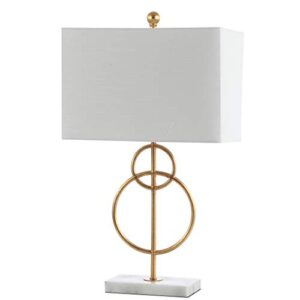 JONATHAN Y JYL1096A Haines 26" Modern Circle Marble/Metal LED Table Lamp Classic Glam Bedside Desk Nightstand Lamp for Bedroom Living Room Office College Bookcase LED Bulb Included, Gold Leaf/White