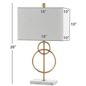 JONATHAN Y JYL1096A Haines 26" Modern Circle Marble/Metal LED Table Lamp Classic Glam Bedside Desk Nightstand Lamp for Bedroom Living Room Office College Bookcase LED Bulb Included, Gold Leaf/White