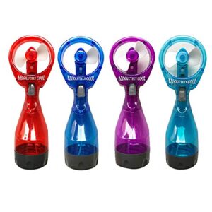 p&f pack of 4 water mist spray bottle fan portable handheld mister battery operated- color randomly