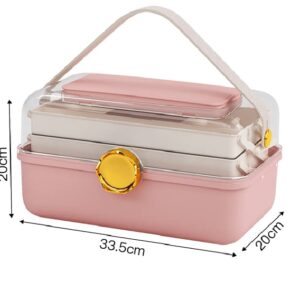 Genérico Organizer Box, Multipurpose Organizer, plastic box to organize, with mirror, 2 layers to organize, all kinds of accessories. (Pink) BBC252501BC