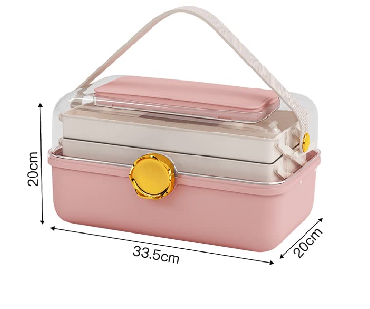 Genérico Organizer Box, Multipurpose Organizer, plastic box to organize, with mirror, 2 layers to organize, all kinds of accessories. (Pink) BBC252501BC