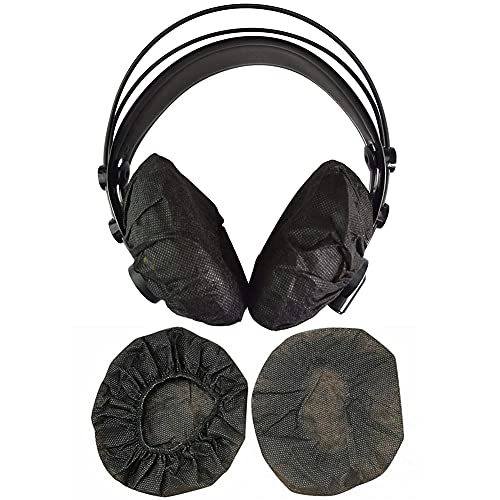 Tvoip 100Pcs Black Non-Woven Sanitary Headphone Ear Cover, Disposable Super Stretch Covers Washable, for Most On Ear Headphones Earpads ( 9cm / 3.54 Inch)