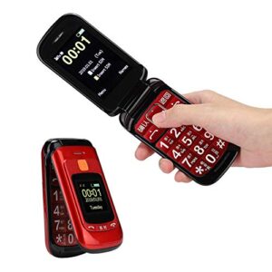 zopsc f899 flip mobile phones unlocked dual sim dual standby mobile phone for elderly big buttons, 2800mah battery long standby (red)(us plug)