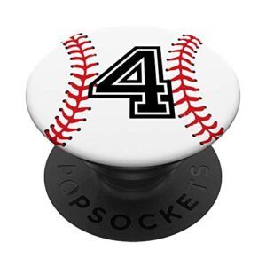 baseball player jersey number #4 | baseball gifts popsockets popgrip: swappable grip for phones & tablets