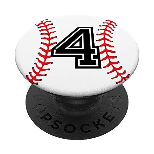 Baseball Player Jersey Number #4 | Baseball Gifts PopSockets PopGrip: Swappable Grip for Phones & Tablets