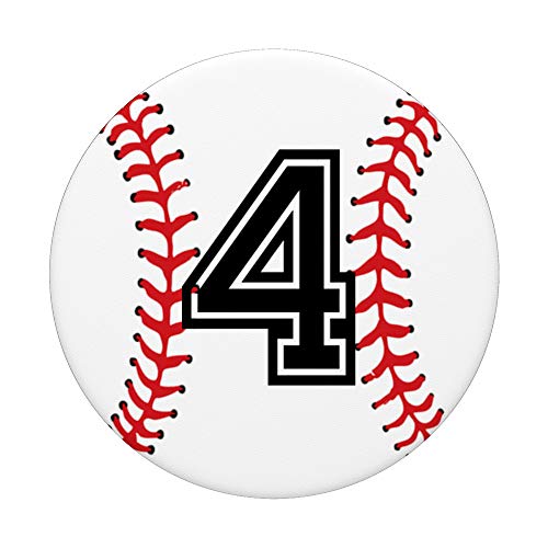 Baseball Player Jersey Number #4 | Baseball Gifts PopSockets PopGrip: Swappable Grip for Phones & Tablets