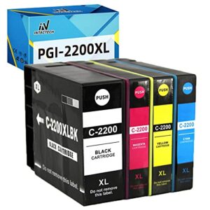 pgi-2200xl compatible canon pgi 2200 xl pigment ink cartridges work for canon maxify mb5420 mb5120 mb5320 mb5020 ib4120 ib4020 printers (black/cyan/magenta/yellow, 4-pack)