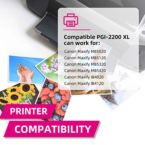 PGI-2200XL Compatible Canon PGI 2200 XL Pigment Ink Cartridges Work for Canon Maxify MB5420 MB5120 MB5320 MB5020 iB4120 iB4020 Printers (Black/Cyan/Magenta/Yellow, 4-Pack)