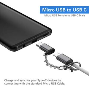 Micro USB to USB C Adapter,(8-Packs)Aluminum USB Type C Adapter Convert Connector with Keychain Charger Compatible Samsung Galaxy S10 S9 S8 Plus Note 9 8, LG V40 V35 G8 G7,Google Pixel 3 XL,Moto Z2 Z3