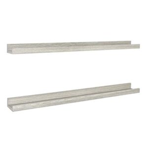 MCS Picture Ledge Shelf, Room Decor Floating Shelf, Gray Woodgrain, 35 Inch, Set of 2