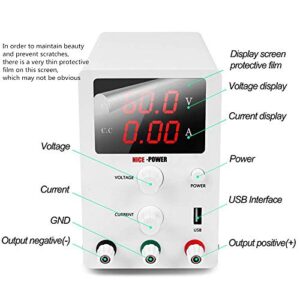 NICE-POWER DC Power Supply Adjustable Variable 3Digital LED Display Adjustable Regulated Switching Lab Bench Power Supply Digital (60V 5A)