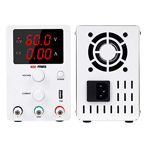 NICE-POWER DC Power Supply Adjustable Variable 3Digital LED Display Adjustable Regulated Switching Lab Bench Power Supply Digital (60V 5A)