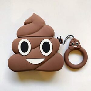 airpods case,3d funny stool soft silicone air pod funny cover,fun cool adorable keychain design skin,airpods cases poop for girls kids teens boys airpods 1&2 (brown)