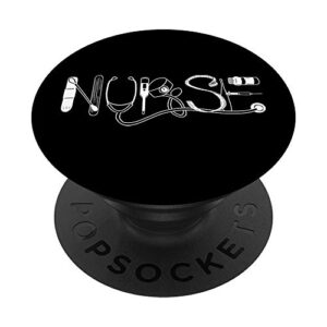 nurse typography retro healthcare items tools nursing gift popsockets popgrip: swappable grip for phones & tablets