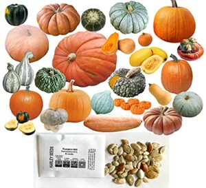 mixed seeds! 50+ pumpkin and winter squash mix seeds non-gmo 25 varieties delicious grown in usa. rare, super profilic and delicious harley seeds
