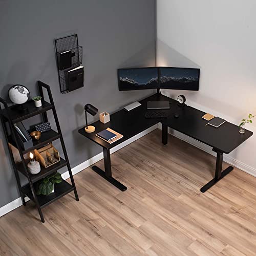 VIVO Electric Motor Height Adjustable Corner 3 Leg Standing Desk Frame, Frame Only, Sit Stand Ergonomic L Frame, Black, DESK-V130EB