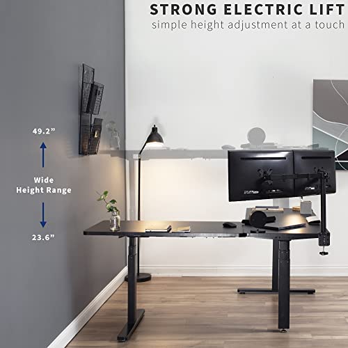 VIVO Electric Motor Height Adjustable Corner 3 Leg Standing Desk Frame, Frame Only, Sit Stand Ergonomic L Frame, Black, DESK-V130EB