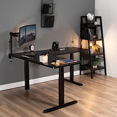 VIVO Electric Motor Height Adjustable Corner 3 Leg Standing Desk Frame, Frame Only, Sit Stand Ergonomic L Frame, Black, DESK-V130EB